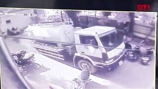 Heavy Truck Swallowed After Landslide