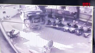 Heavy Truck Swallowed After Landslide