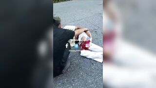 Horrible Consequences Of An Accident Between A Motorcyclist And A Truck