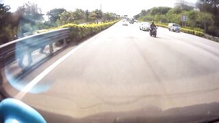 Terrifying Moment Cyclist Is Thrown From Motorbike In Accident