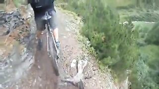 Horrifying Moment Cyclist Loses Balance And Falls Off Cliff