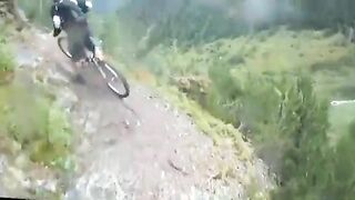 Horrifying Moment Cyclist Loses Balance And Falls Off Cliff