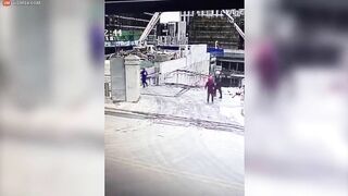 Horror: Concrete Mixer Plunges Into Huge Hole With Driver