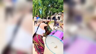 Playing Drums With Her Big Fat Tits