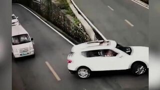 Horror Moment Car Flips Over On Mountain Hairpin