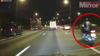 Horrific Crash Sends Motorcyclist Flying Into The Air