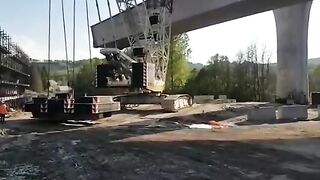 Driver Nearly Dies After Giant Crane Overturns
