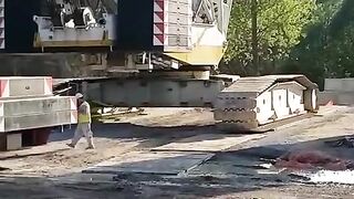 Driver Nearly Dies After Giant Crane Overturns