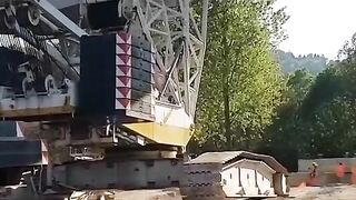 Driver Nearly Dies After Giant Crane Overturns