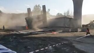 Driver Nearly Dies After Giant Crane Overturns