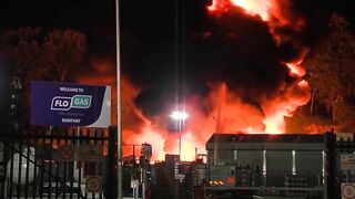A Huge Inferno Engulfs An Oil And Gas Plant In An Industrial Area