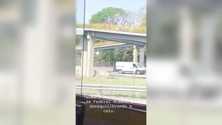 Idiot Hiker Falls Over Railing