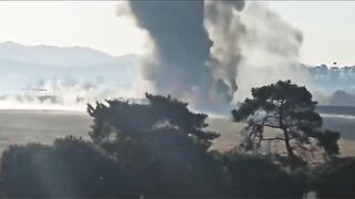 Raw Video Of The Plane Crash On Jeju Island, South Korea Today