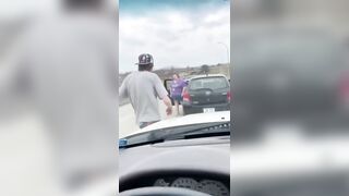 An Angry Man Tries To Break A Window And Walk Away