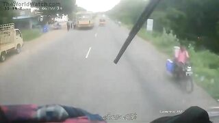 19-year-old Woman Rides A Motorcycle In Slippers