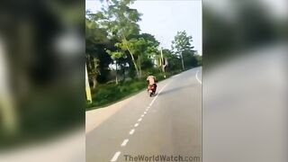 2 Girls And 1 Scary Biker