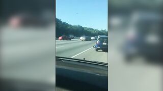 Idiot On Motorcycle Causes Accident On Interstate