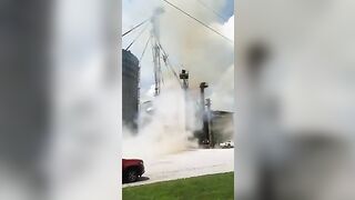 Large Grain Silo Suffers Catastrophic Collapse