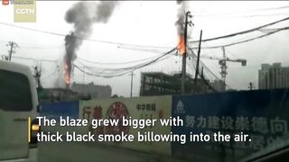 Man Trapped On Burning Power Pole