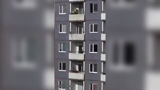 Man Climbs Down Like Spiderman And Falls