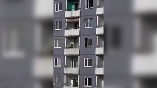 Man Climbs Down Like Spiderman And Falls