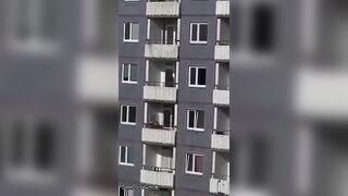 Man Climbs Down Like Spiderman And Falls