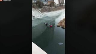 Man Risks His Life To Wade Through Icy Water To Save 70-year-old Man
