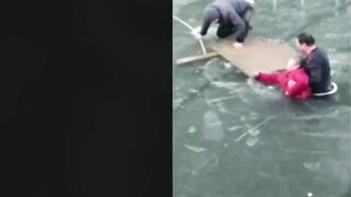 Man Risks His Life To Wade Through Icy Water To Save 70-year-old Man