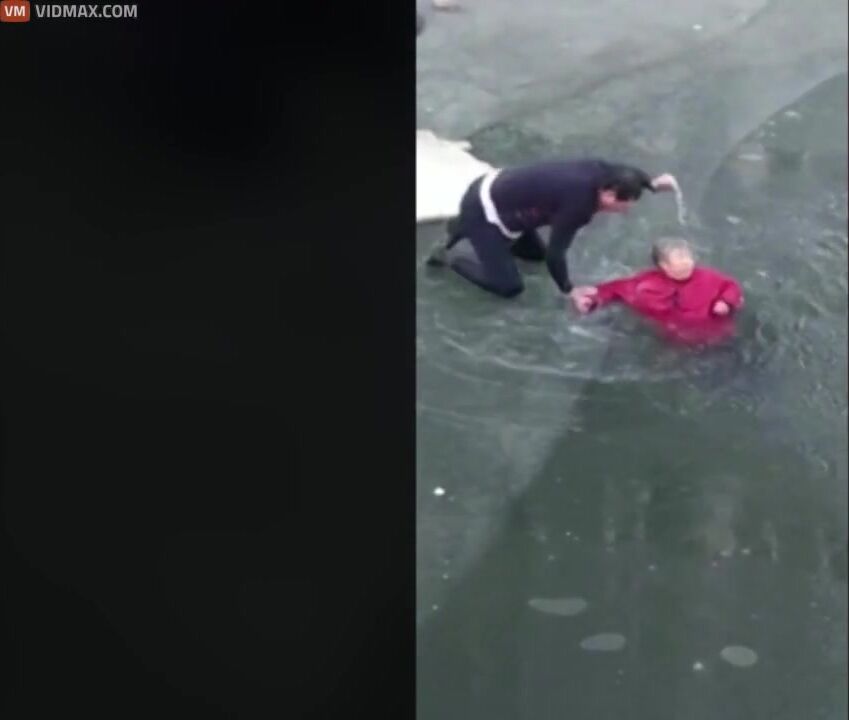 Man Risks His Life To Wade Through Icy Water To Save 70-year-old Man