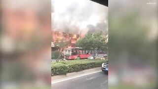 Chinese Restaurant Engulfed In Flames Moments After Explosion