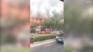 Chinese Restaurant Engulfed In Flames Moments After Explosion