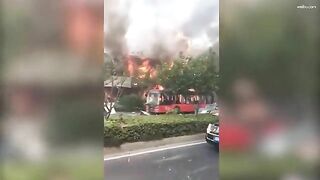 Chinese Restaurant Engulfed In Flames Moments After Explosion