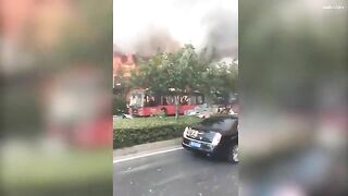 Chinese Restaurant Engulfed In Flames Moments After Explosion