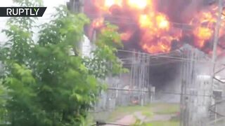 Camera Captures Moment Of Massive Explosion At Russian Power Plant