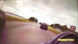 Motorcyclist Weaving In And Out Of Traffic Ends Up Breaking His Leg Due To The Pain