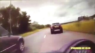 Motorcyclist Weaving In And Out Of Traffic Ends Up Breaking His Leg Due To The Pain