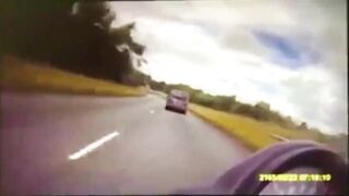 Motorcyclist Weaving In And Out Of Traffic Ends Up Breaking His Leg Due To The Pain