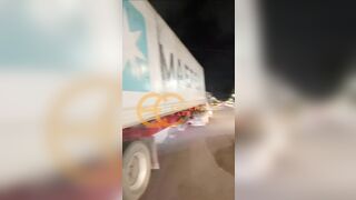 The Motorcyclist Crashed Into The Back Of A Parked Truck
