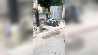 Motorcyclist Loses Control And Crushes Two People