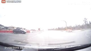 Terrifying Moment Driver Is Hit By Another Car While Driving