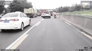 Motorcyclist Hit In The Head By Truck