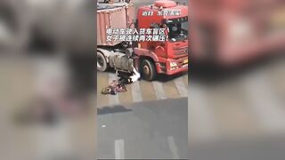 Motorcyclist's Head Crushed By Semi-trailer Truck, But Miraculously Survives