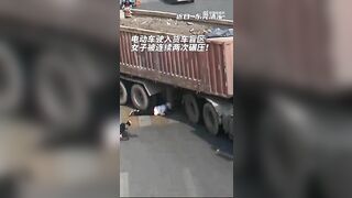 Motorcyclist's Head Crushed By Semi-trailer Truck, But Miraculously Survives