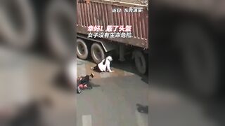Motorcyclist's Head Crushed By Semi-trailer Truck, But Miraculously Survives