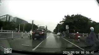 Motorcyclist Hit By Dump Truck