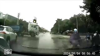 Motorcyclist Hit By Dump Truck