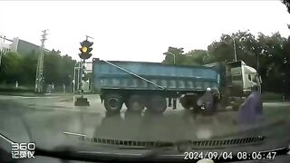 Motorcyclist Hit By Dump Truck