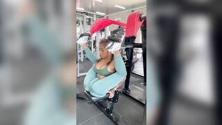 Thirsty Fitness Girl Doing Shoulder Press With Her Legs