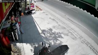 Walking On The Street With A Long Object