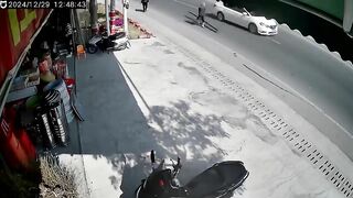 Walking On The Street With A Long Object